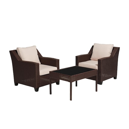 Propation 4 in. Caoimhe Espresso Resin Wicker Conversation Set with Cushion - 4 Piece PR2439013